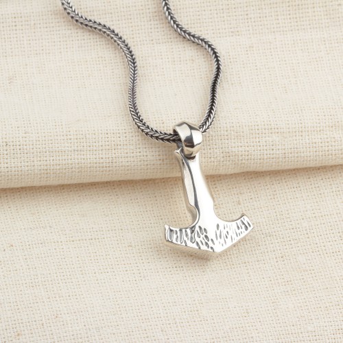 Glorria Sterling Silver Viking Mjölnir Hammer Necklace