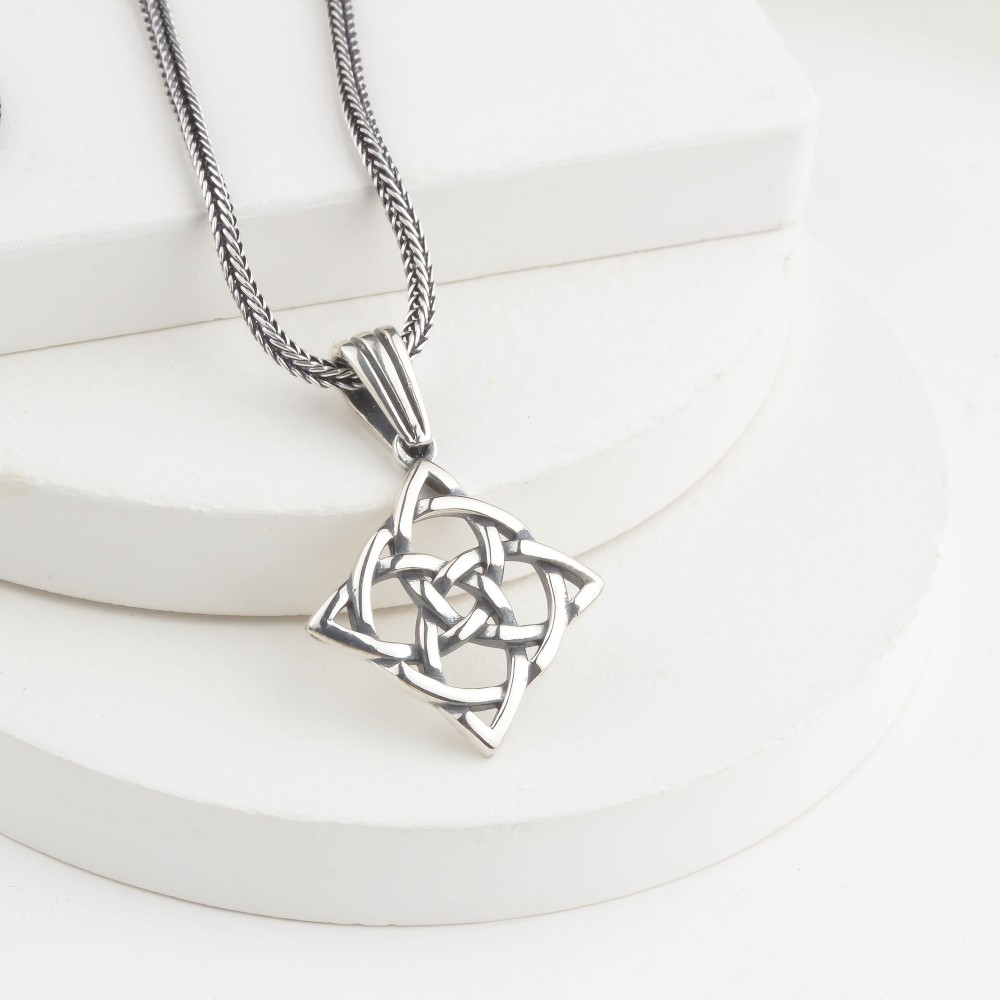 Glorria Sterling Silver Medieval Knot Necklace Glorria Sterling Silver Medieval Knot Necklace