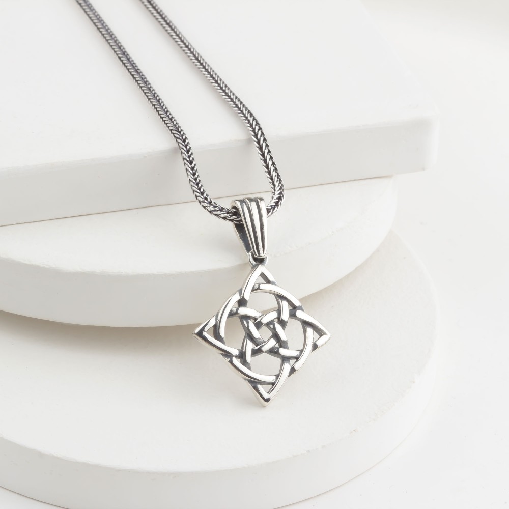 Glorria Sterling Silver Medieval Knot Necklace Glorria Sterling Silver Medieval Knot Necklace
