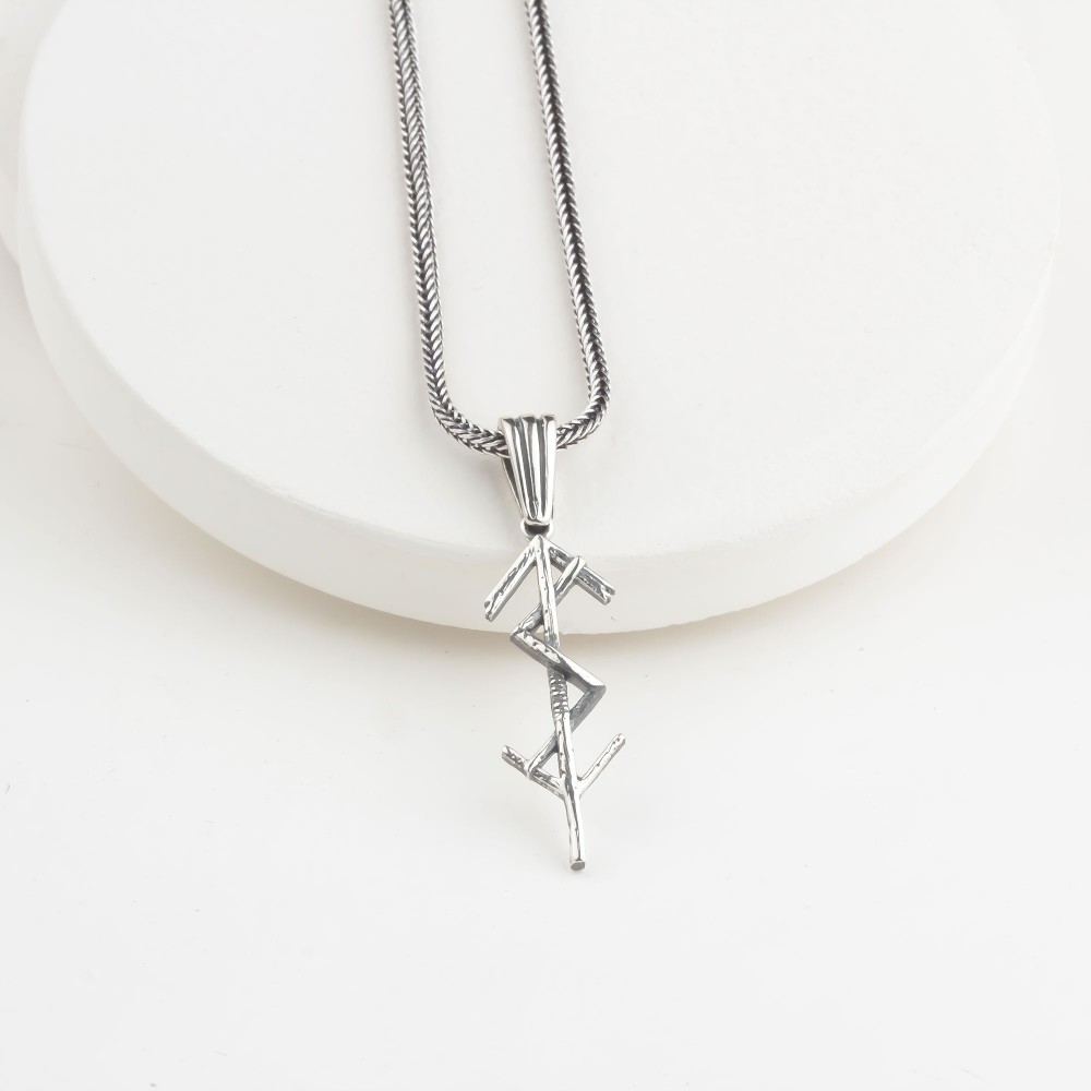 Glorria Sterling Silver Viking Runes Necklace
