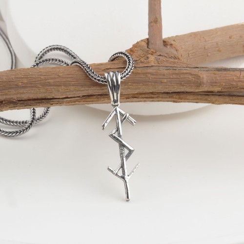 Glorria Sterling Silver Viking Runes Necklace