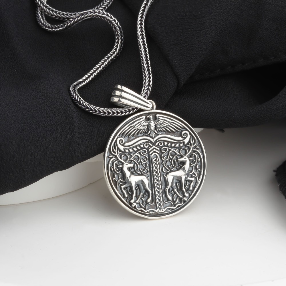 Glorria Sterling Silver Viking Medallion Necklace Glorria Sterling Silver Viking Medallion Necklace