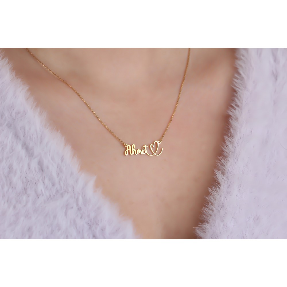 Glorria 925k Sterling Silver Personalized Name Heart Necklace