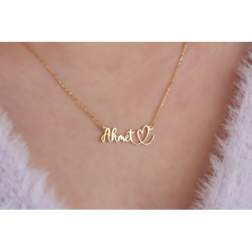 Glorria 925k Sterling Silver Personalized Name Heart Necklace Glorria 925k Sterling Silver Personalized Name Heart Necklace
