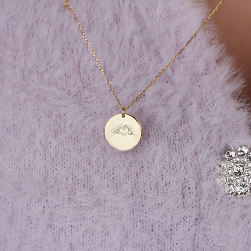 Glorria 925k Sterling Silver Hand Sign Heart Necklace