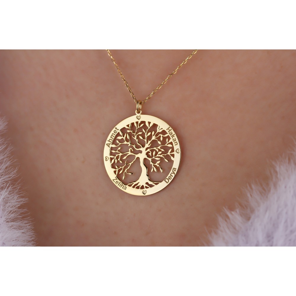 Glorria 925k Sterling Silver Personalized Name Tree of Life Necklace