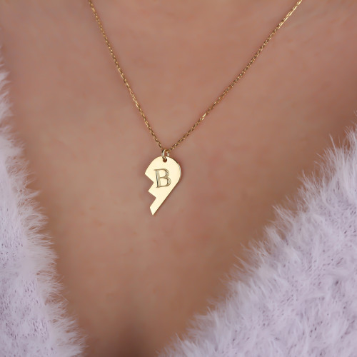 Glorria 925k Sterling Silver Personalized Right Puzzle Heart Necklace Glorria 925k Sterling Silver Personalized Right Puzzle Heart Necklace