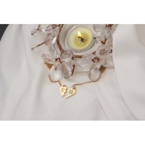 Glorria 925k Sterling Silver Personalized Left Puzzle Heart Necklace Glorria 925k Sterling Silver Personalized Left Puzzle Heart Necklace