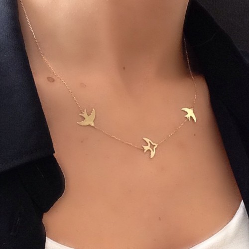 Glorria 14k Solid Gold Ankle Bird Necklace Glorria 14k Solid Gold Ankle Bird Necklace
