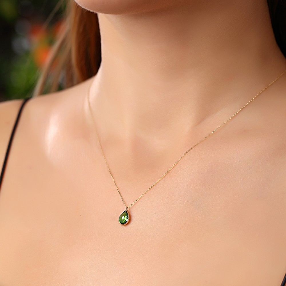 Glorria 14k Solid Gold Drop Necklace