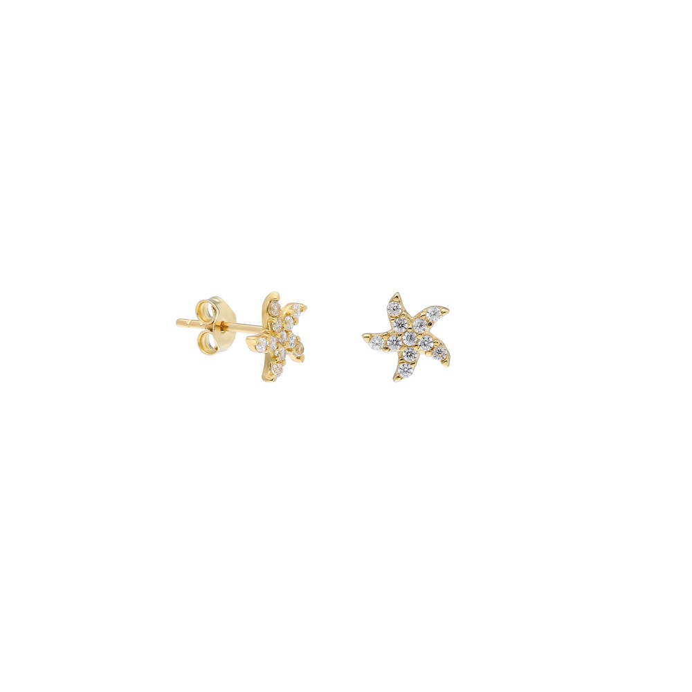 Glorria 14k Solid Gold Starfish Earring