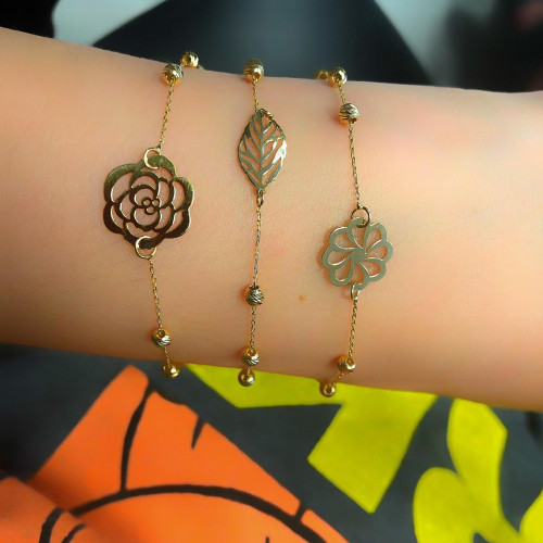 Glorria 14k Solid Gold Dorika Leaf Bracelet Glorria 14k Solid Gold Dorika Leaf Bracelet
