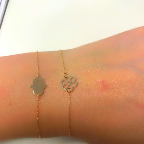 Glorria 14k Solid Gold Hamsa Hands Bracelet Glorria 14k Solid Gold Hamsa Hands Bracelet