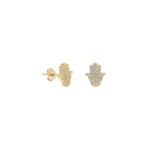 Glorria 14k Solid Gold Hamsa Hands Earring Glorria 14k Solid Gold Hamsa Hands Earring