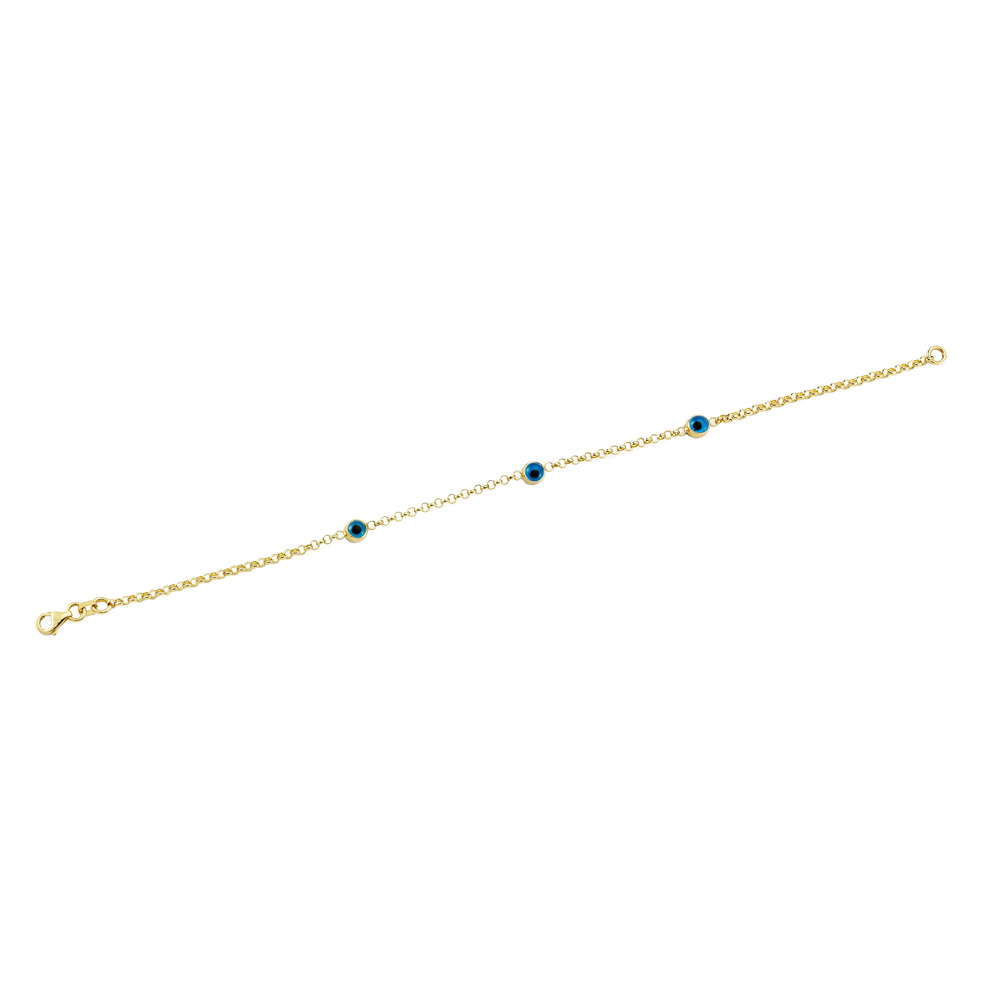 Glorria 14k Solid Gold Eye Bead Bracelet