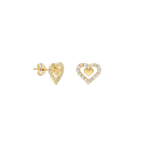 Glorria 14k Solid Gold Heart Pave Earring Glorria 14k Solid Gold Heart Pave Earring