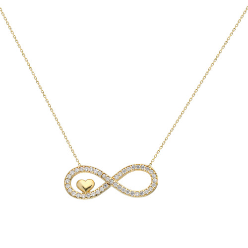 Glorria 14k Solid Gold Heart Infinity Necklace Glorria 14k Solid Gold Heart Infinity Necklace