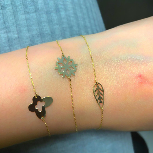 Glorria 14k Solid Gold Snowflake Bracelet Glorria 14k Solid Gold Snowflake Bracelet