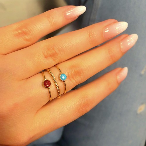 Glorria 14k Solid Gold Red Pave Ring