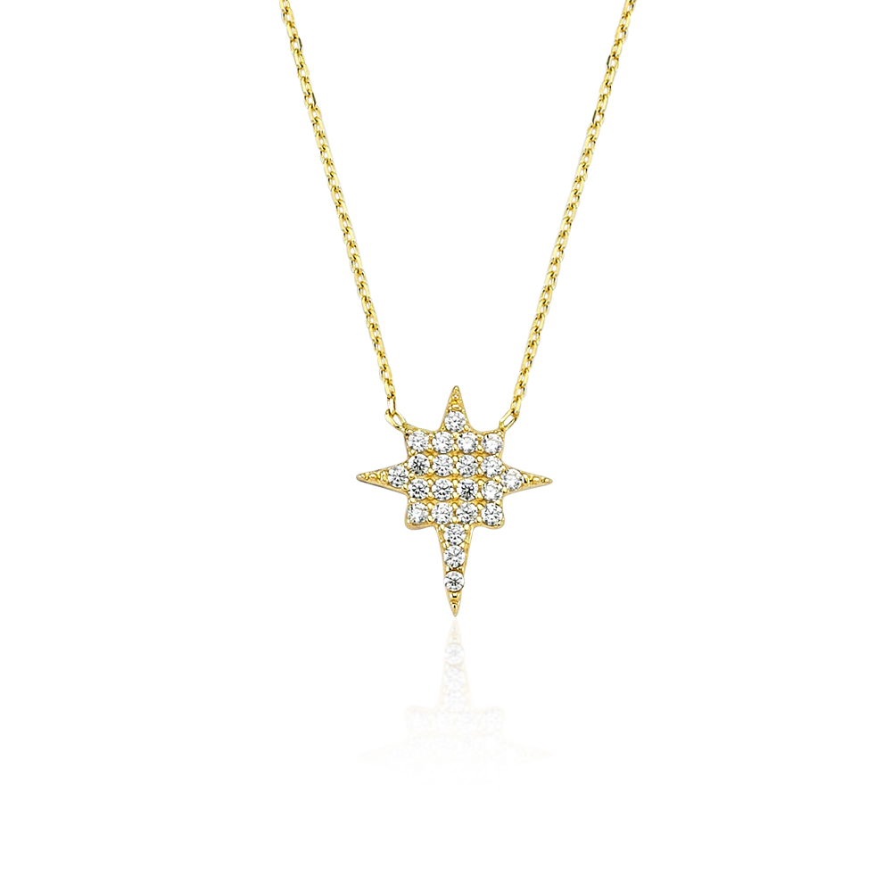 Glorria 14k Solid Gold Polar Star Necklace