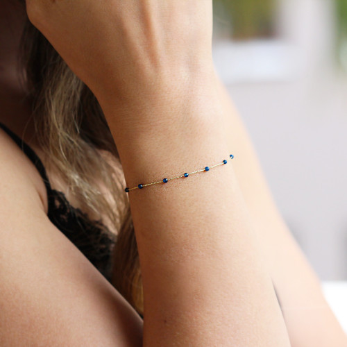 Glorria 14k Solid Gold Lapis Pave Bracelet Glorria 14k Solid Gold Lapis Pave Bracelet