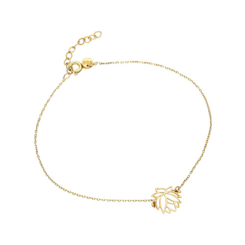 Glorria 14k Solid Gold Lotus Flower Bracelet Glorria 14k Solid Gold Lotus Flower Bracelet