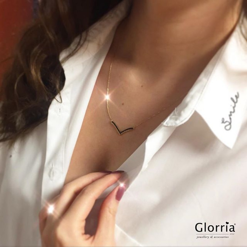 Glorria 14k Solid Gold Seagull Pave Necklace