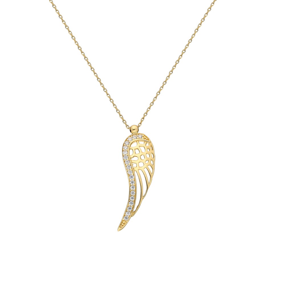 Glorria 14k Solid Gold Angel Wing Necklace