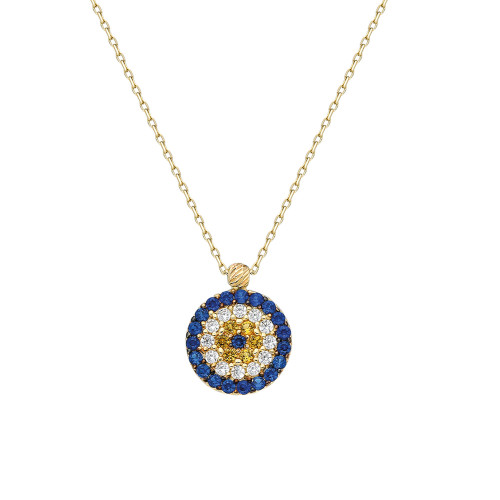 Glorria 14k Solid Gold Evil Eye Bead Necklace Glorria 14k Solid Gold Evil Eye Bead Necklace