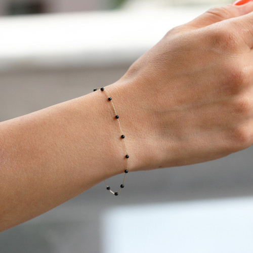 Glorria 14k Solid Gold Onyx Pave Bracelet Glorria 14k Solid Gold Onyx Pave Bracelet
