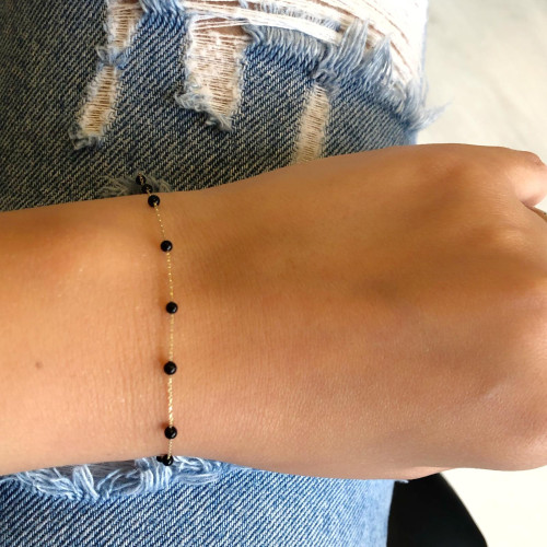 Glorria 14k Solid Gold Onyx Pave Bracelet Glorria 14k Solid Gold Onyx Pave Bracelet
