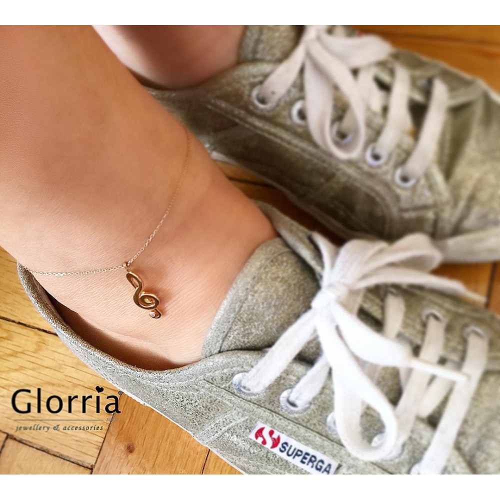 Glorria 14k Solid Gold Treble Clef Ankle