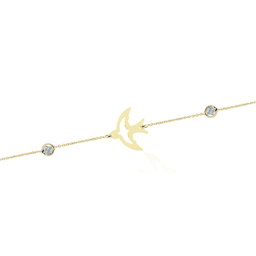 Glorria 14k Solid Gold Pave Bird Bracelet Glorria 14k Solid Gold Pave Bird Bracelet