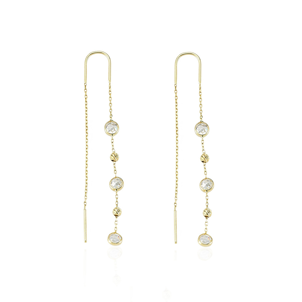 Glorria 14k Solid Gold Pave Earring