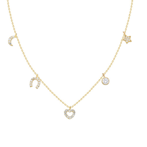 Glorria 14k Solid Gold Pave Chance Necklace Glorria 14k Solid Gold Pave Chance Necklace