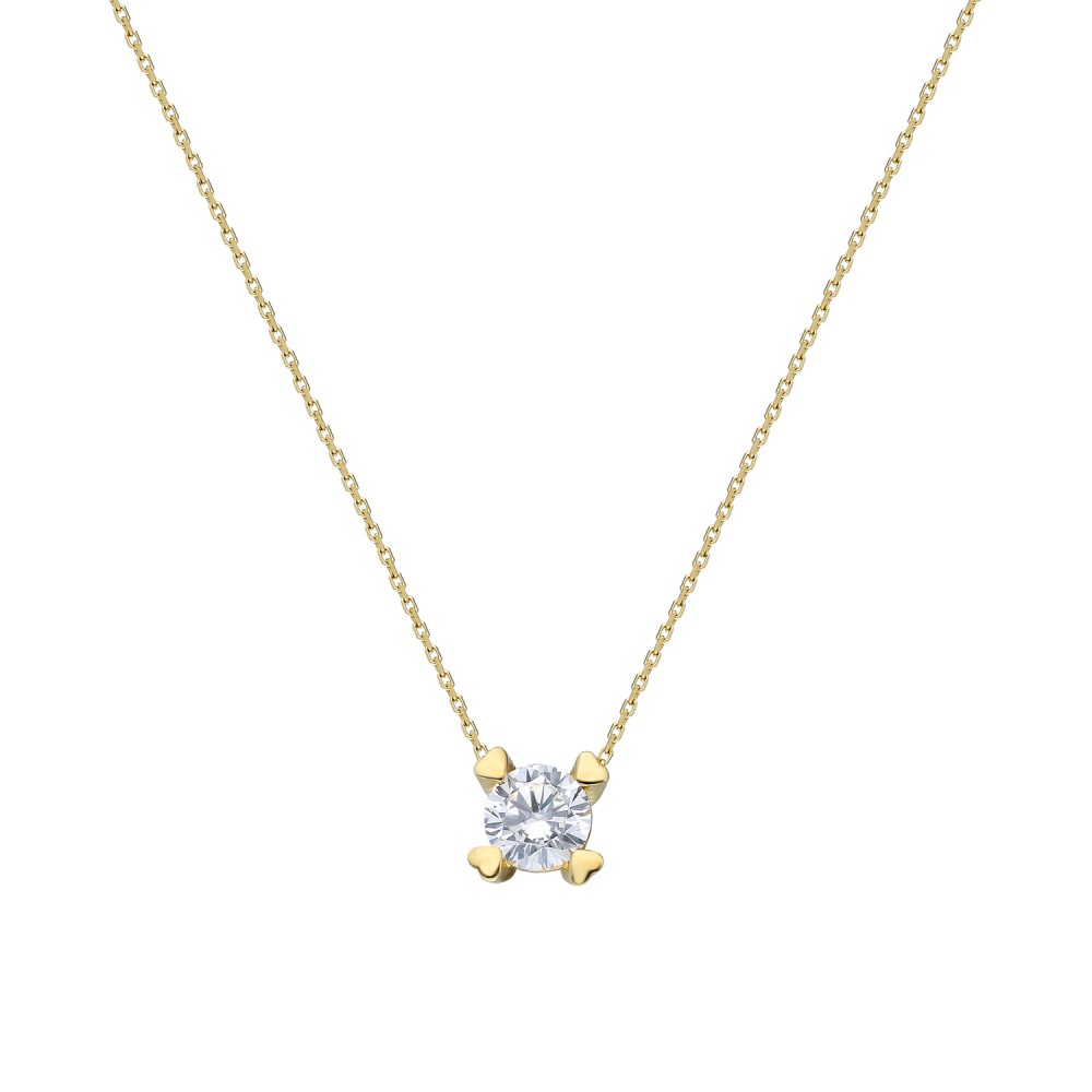 Glorria 14k Solid Gold Solitaire Necklace