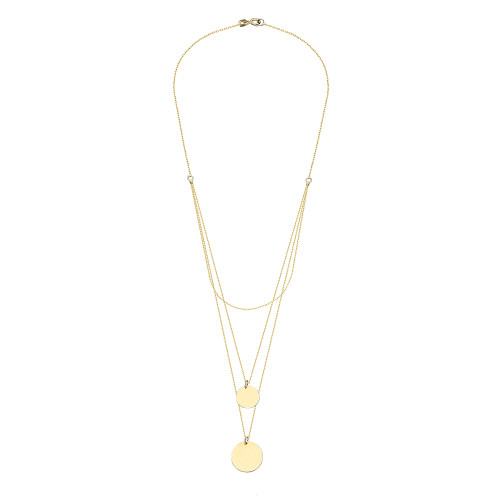 Glorria 14k Solid Gold Three Combine Plate Necklace Glorria 14k Solid Gold Three Combine Plate Necklace
