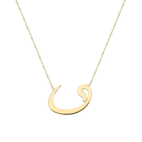 Glorria 14k Solid Gold Vav Necklace Glorria 14k Solid Gold Vav Necklace