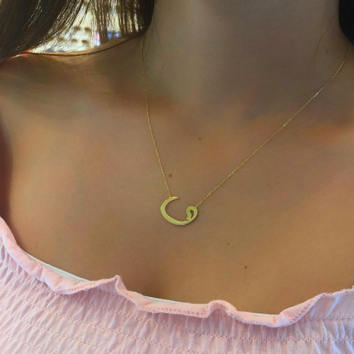 Glorria 14k Solid Gold Vav Necklace Glorria 14k Solid Gold Vav Necklace
