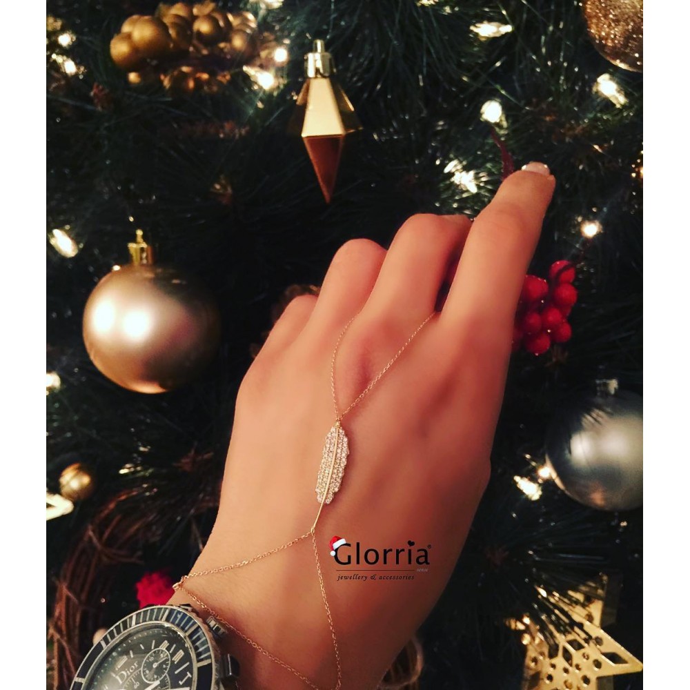 Glorria 14k Solid Gold Leaf Shahmaran Bracelet