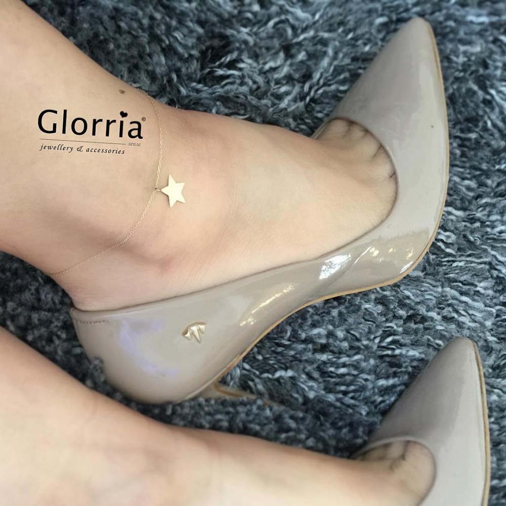 Glorria 14k Solid Gold Star Anklet