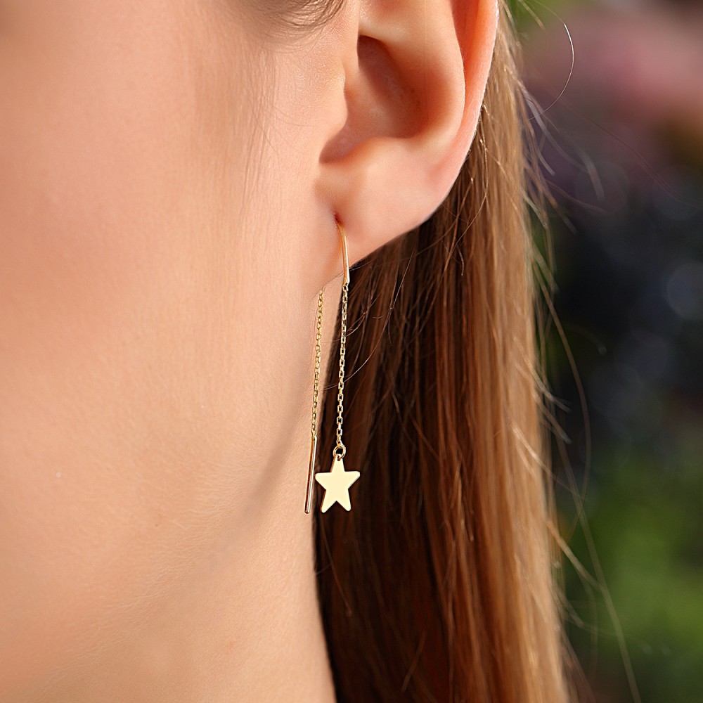 Glorria 14k Solid Gold Star Earring