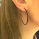 Glorria 925k Sterling Silver 4 cm Black Pave Circle Earring