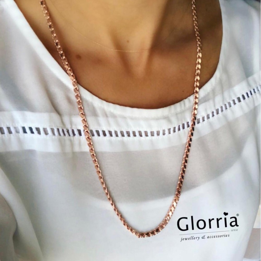 Glorria 925k Sterling Silver 65 cm Scaled Chain Necklace