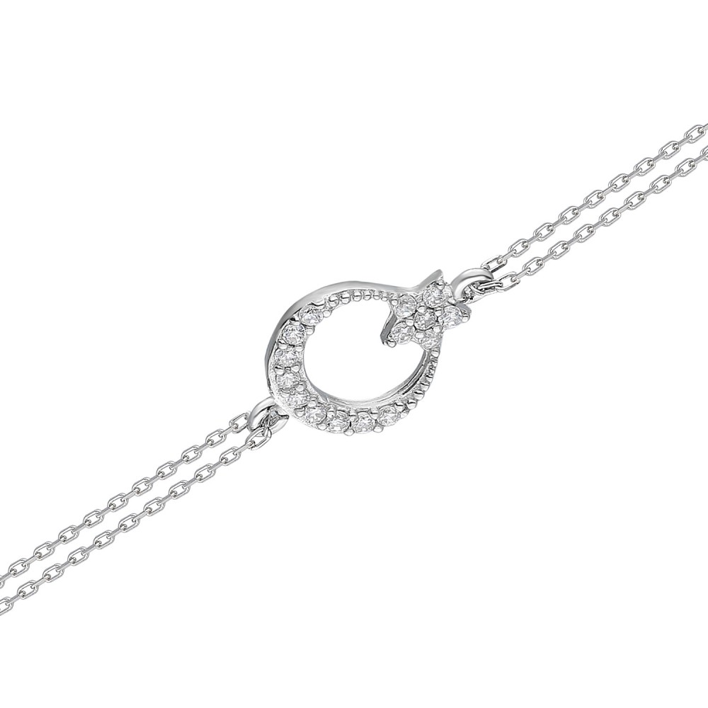 Glorria 925k Sterling Silver Star and Crescent Bracelet
