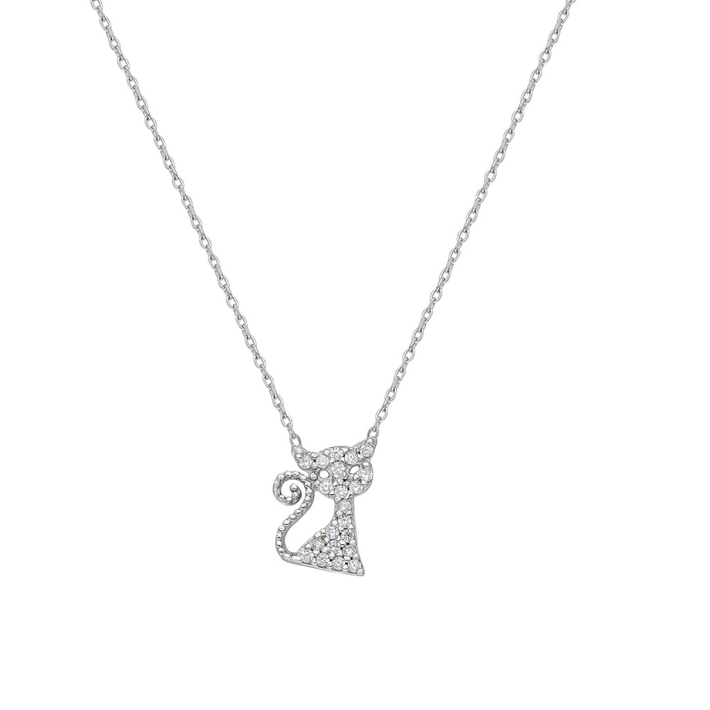 Glorria 925k Sterling Silver Cat Necklace