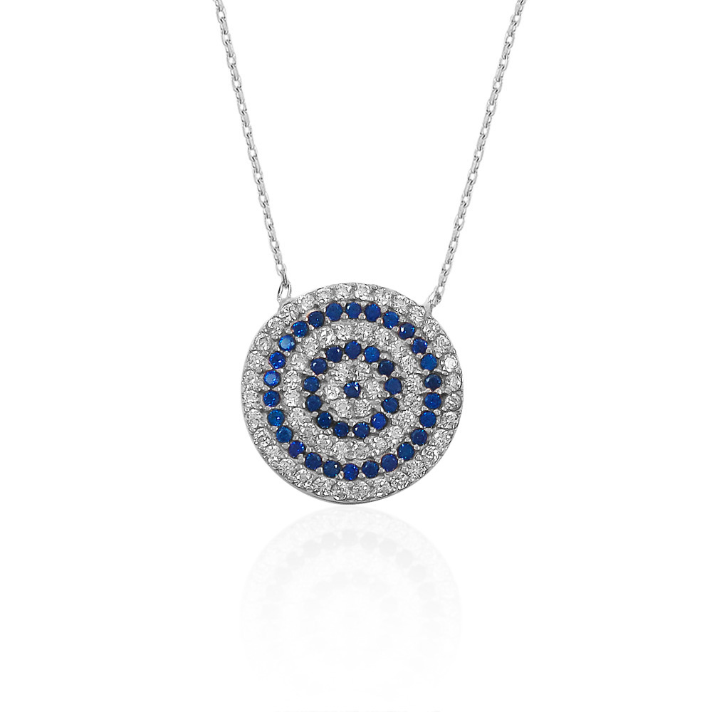 Glorria 925k Sterling Silver Evil Eye Necklace, Earrings, Flower Gift Set