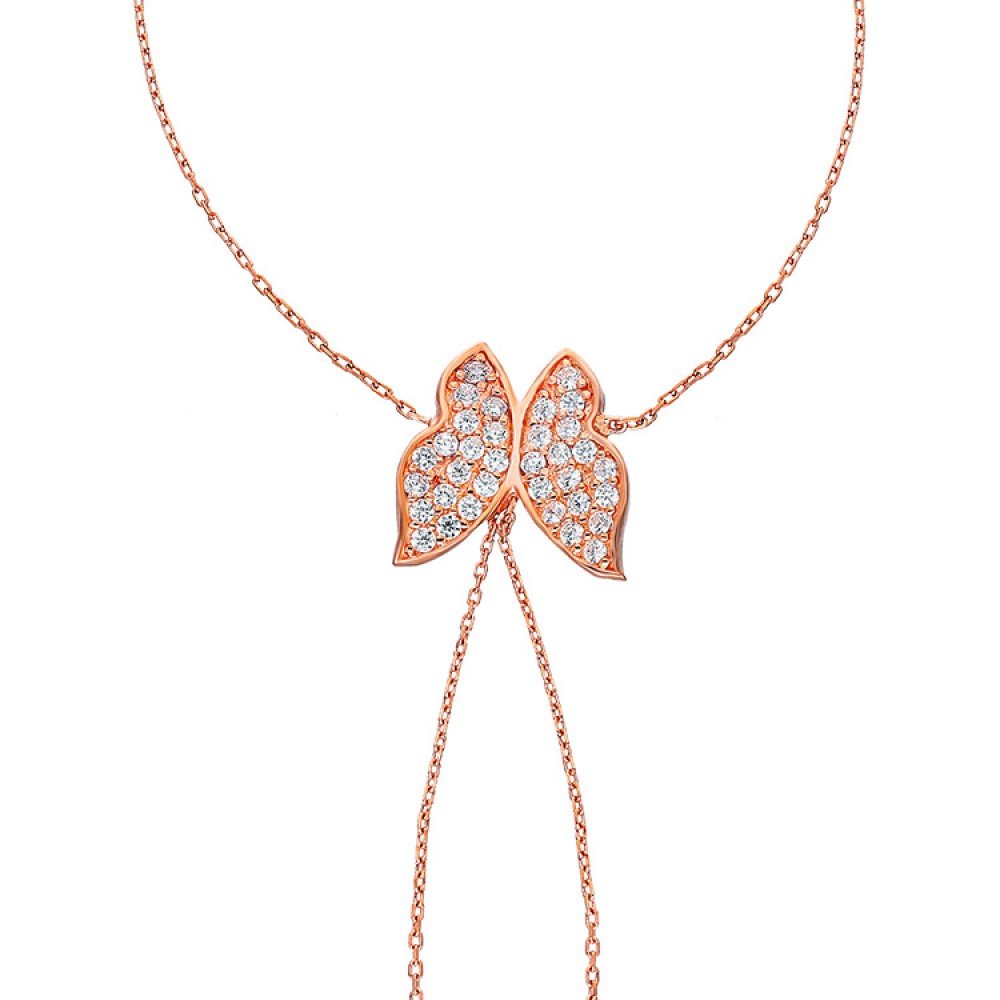 Glorria 925k Sterling Silver Rose Butterfly Shahmaran Glorria 925k Sterling Silver Rose Butterfly Shahmaran