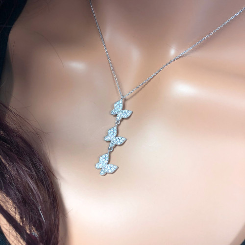 Glorria 925k Sterling Silver Three Butterfly Necklace Glorria 925k Sterling Silver Three Butterfly Necklace