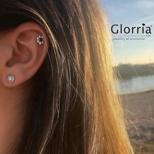 Glorria 925k Sterling Silver Round Anthurage Earring Glorria 925k Sterling Silver Round Anthurage Earring